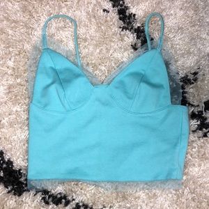 light blue crop top, size small